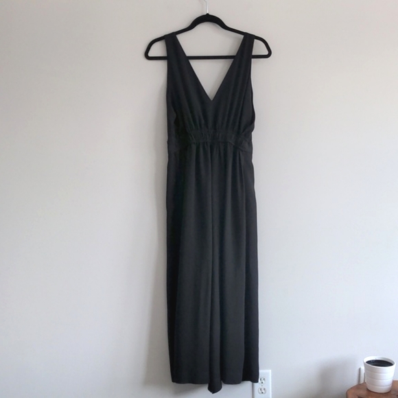 FRANK & OAK | Jumpsuit Wide Leg Crop Sleeveless Cinched Waist, Black, Womens S - Picture 3 of 12